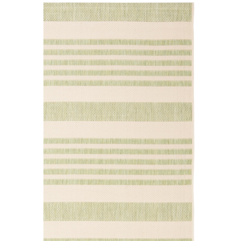 Pemberly Row Contemporary 8' x 11' Indoor Outdoor Area Rug in Beige