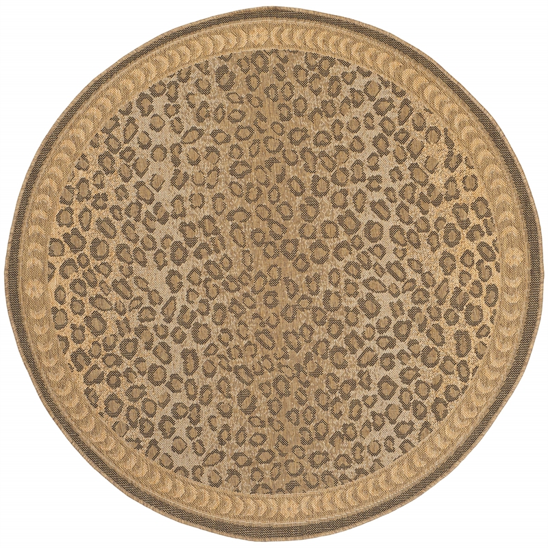 Pemberly Row Contemporary Natural Indoor Outdoor Rug in Round 5'3