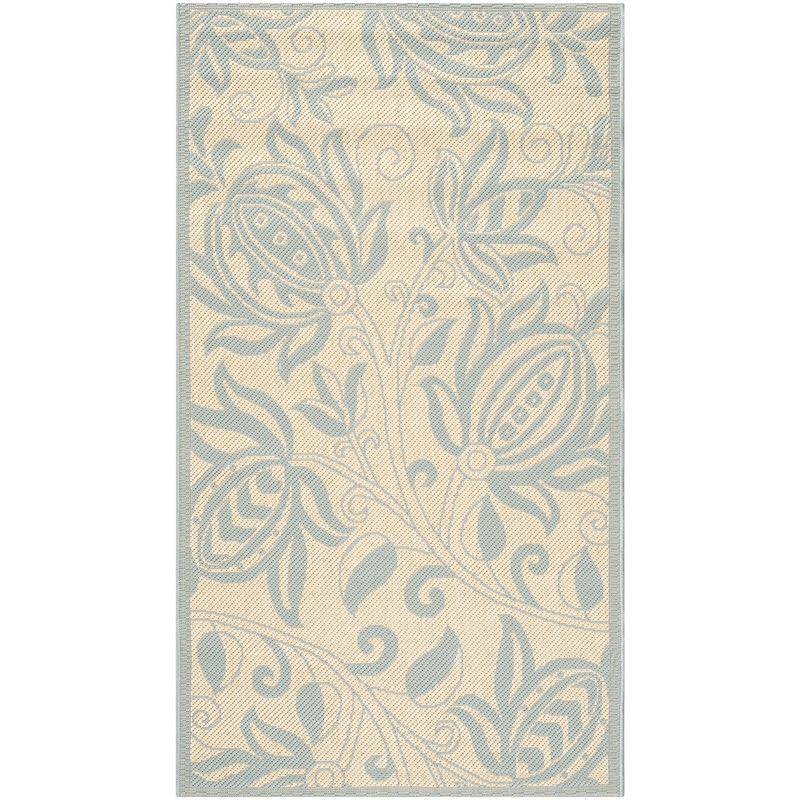 Pemberly Row Contemporary Cream Indoor Outdoor Runner Rug 2'7
