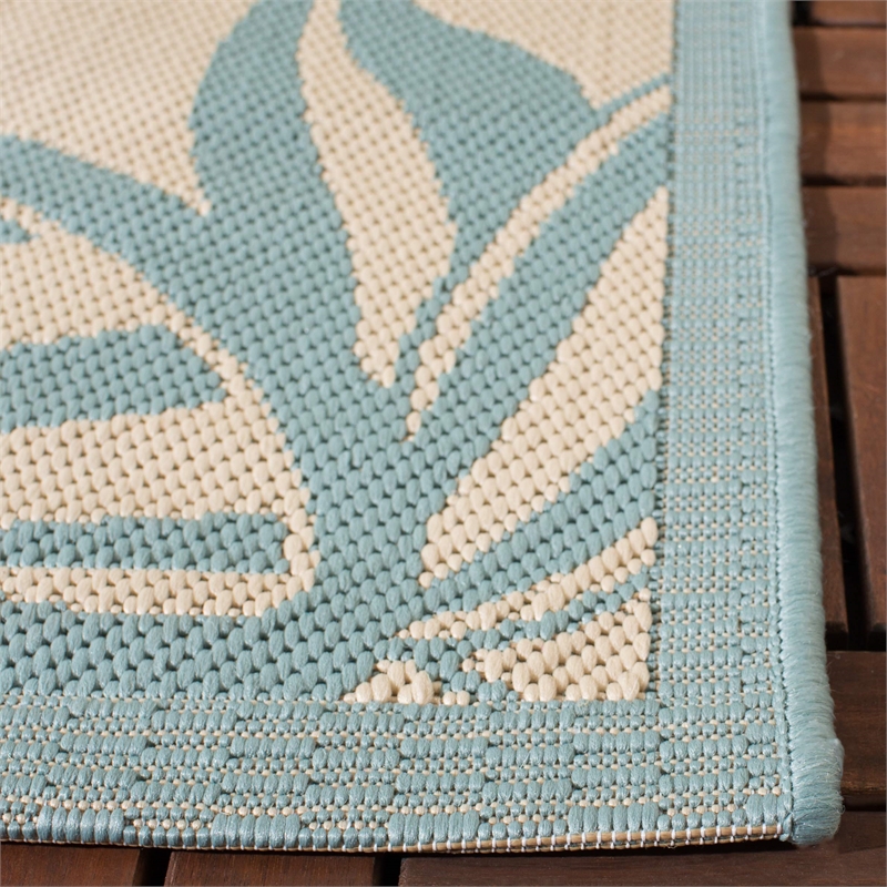 Pemberly Row Contemporary Cream Indoor Outdoor Runner Rug 2'7