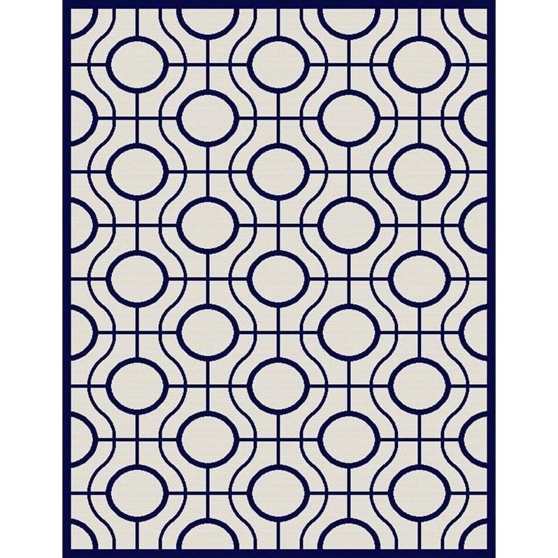 Pemberly Row Beige Indoor Outdoor Rug 8' x 11' for Living Spaces