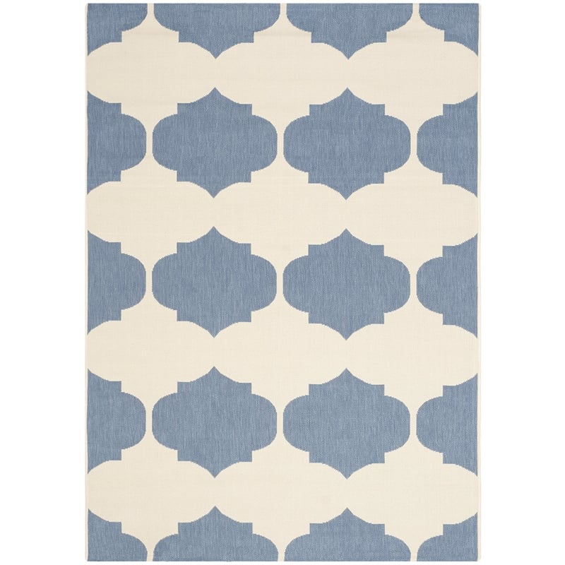 Pemberly Row Beige Indoor Outdoor Rug 4' x 5'7