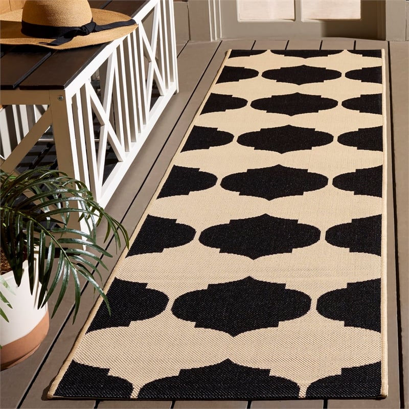 Pemberly Row Contemporary Beige Indoor Outdoor Runner Rug 2'3