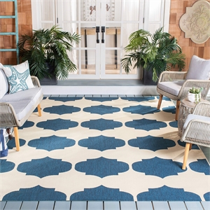 Pemberly Row Contemporary Beige Indoor Outdoor Rug 9' x 12' for Spaces