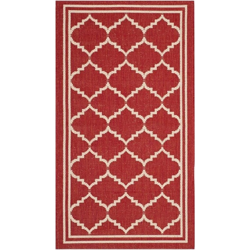 Pemberly Row Polypropylene Red Indoor Outdoor Rug - 2' x 3'7