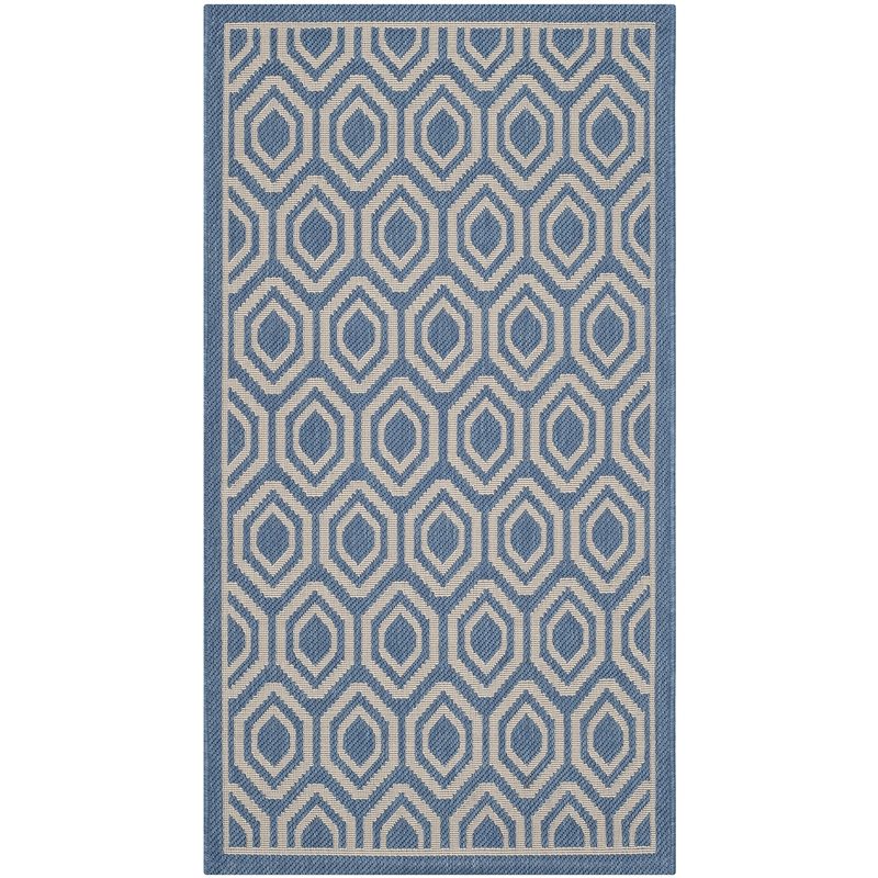 Pemberly Row Polypropylene Blue Indoor Outdoor Rug - 2'7