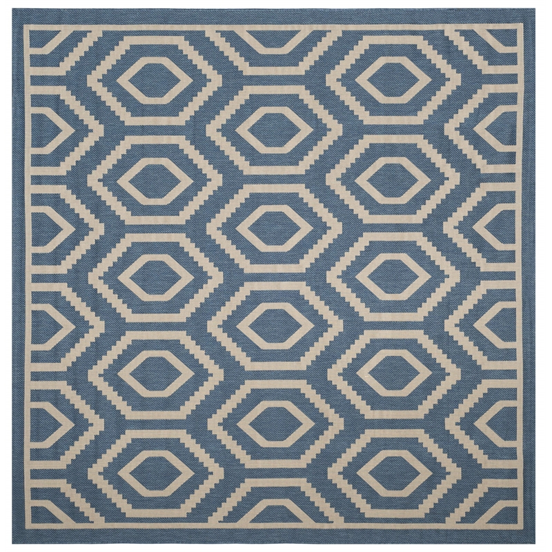 Pemberly Row Polypropylene Blue Indoor Outdoor Rug - Square 7'10