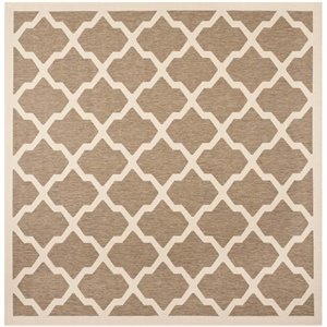 Pemberly Row Polypropylene Brown Indoor Outdoor Rug - Square 7'10&quot