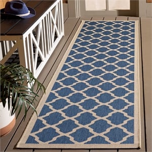 Pemberly Row Polypropylene Blue Indoor Outdoor Rug - Runner 2'3&quot x 8'