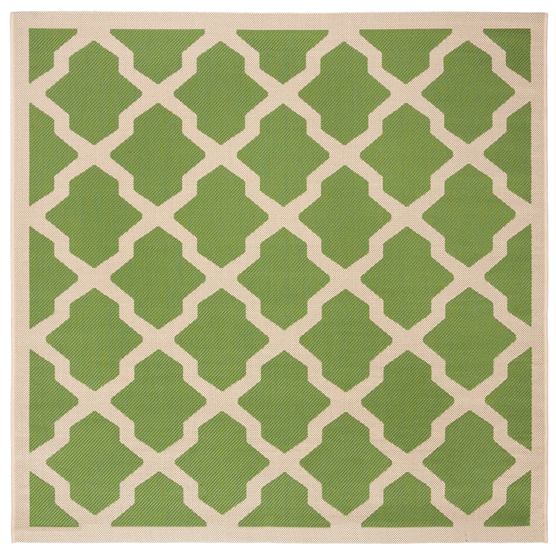 Pemberly Row Polypropylene Green Indoor Outdoor Rug - Square 4'