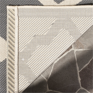 Pemberly Row Polypropylene Anthracite Indoor Outdoor Rug - Square 5'3&quot