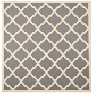 Pemberly Row Polypropylene Anthracite Indoor Outdoor Rug - Square 7'10&quot