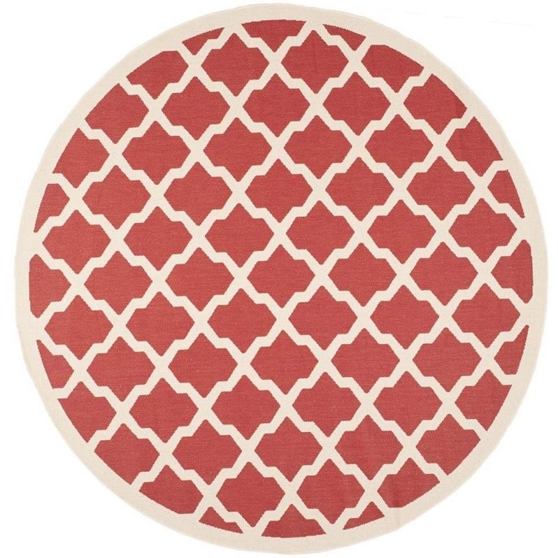 Pemberly Row Polypropylene Red Indoor Outdoor Rug - Round 7'10