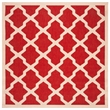Pemberly Row Polypropylene Red Indoor Outdoor Rug - Square 4'
