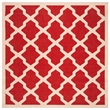 Pemberly Row Polypropylene Red Indoor Outdoor Rug - Square 4'