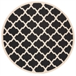 Pemberly Row Polypropylene Black Indoor Outdoor Rug - Round 4'