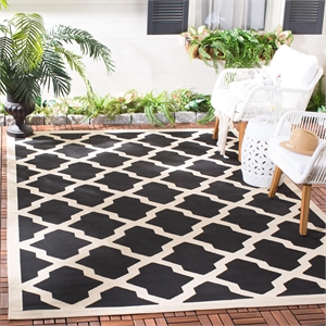 Pemberly Row Polypropylene Black Indoor Outdoor Rug - Square 5'3&quot