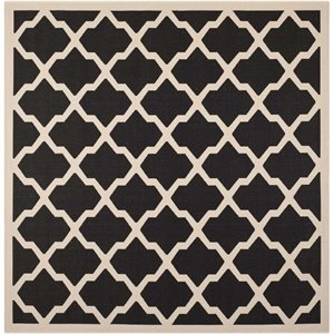 Pemberly Row Polypropylene Black Indoor Outdoor Rug - Square 7'10&quot