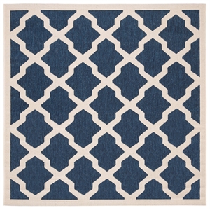 Pemberly Row Polypropylene Navy Indoor Outdoor Rug - Square 5'3&quot