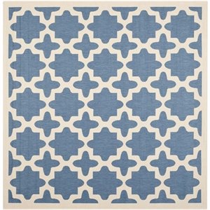 Pemberly Row Polypropylene Blue Indoor Outdoor Rug - Square 5'3&quot