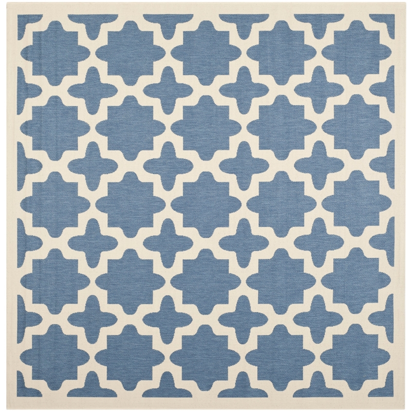 Pemberly Row Polypropylene Blue Indoor Outdoor Rug - Square 7'10