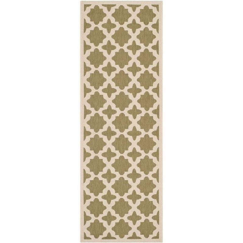 Pemberly Row Polypropylene Green Indoor Outdoor Rug - Runner 2'3