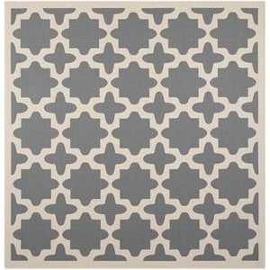 Pemberly Row Polypropylene Anthracite Indoor Outdoor Rug - Square 5'3&quot