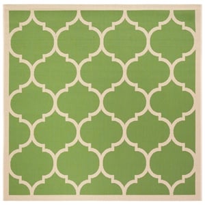 Pemberly Row Polypropylene Green Indoor Outdoor Rug - Square 4'
