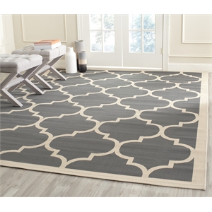 Pemberly Row Polypropylene Anthracite Indoor Outdoor Rug - Square 5'3&quot