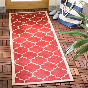 Pemberly Row Polypropylene Red Indoor Outdoor Rug - 2' x 3'7&quot
