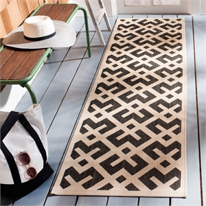Pemberly Row Polypropylene Black Indoor Outdoor Rug - Runner 2'3&quot x 8'