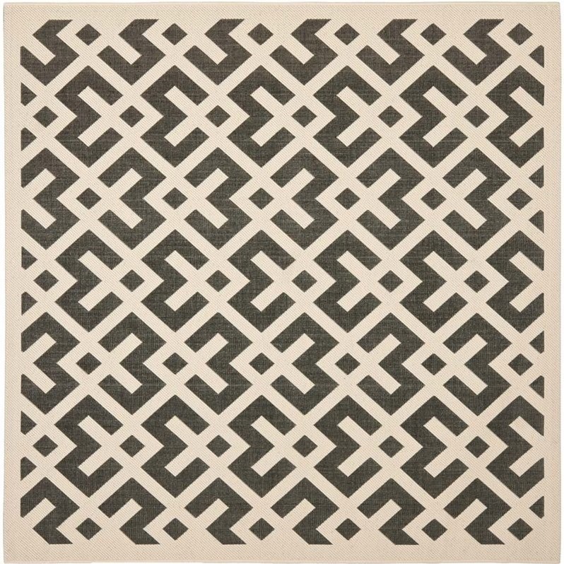 Pemberly Row Polypropylene Black Indoor Outdoor Rug - Square 4'