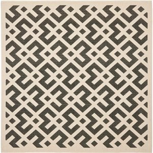 Pemberly Row Polypropylene Black Indoor Outdoor Rug - Square 4'