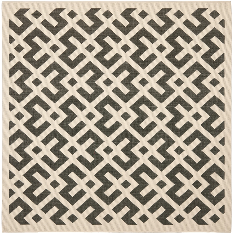 Pemberly Row Polypropylene Black Indoor Outdoor Rug - Square 5'3