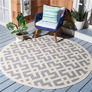 Pemberly Row Polypropylene Grey Indoor Outdoor Rug - Round 4'