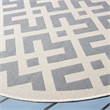 Pemberly Row Polypropylene Grey Indoor Outdoor Rug - Round 4'