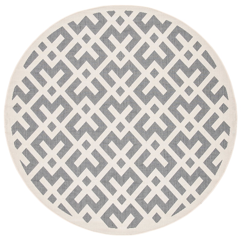 Pemberly Row Polypropylene Grey Indoor Outdoor Rug - Round 7'10