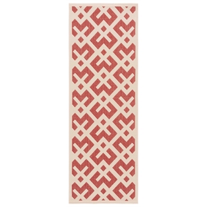 Pemberly Row Polypropylene Red Indoor Outdoor Rug - Runner 2'3&quot x 8'