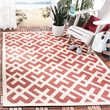 Pemberly Row Polypropylene Red Indoor Outdoor Rug - Square 5'3