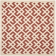 Pemberly Row Polypropylene Red Indoor Outdoor Rug - Square 5'3