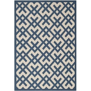 Pemberly Row Polypropylene Navy Indoor Outdoor Rug - 4' x 5'7&quot