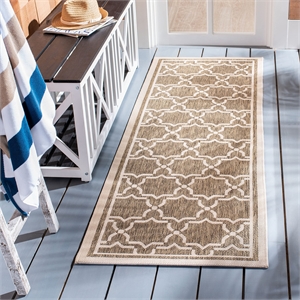 Pemberly Row Polypropylene Brown Indoor Outdoor Rug - Runner 2'4&quot x 14'