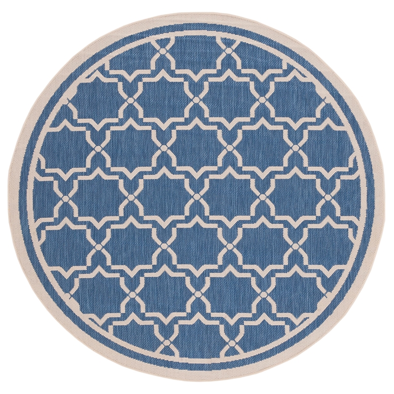 Pemberly Row Polypropylene Blue Indoor Outdoor Rug - Round 7'10