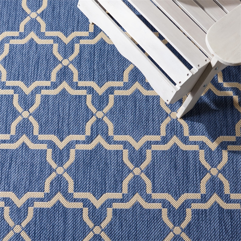 Pemberly Row Polypropylene Blue Indoor Outdoor Rug - Runner 2'4