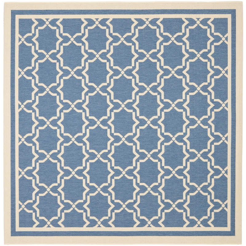 Pemberly Row Polypropylene Blue Indoor Outdoor Rug - Square 7'10