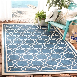 Pemberly Row Polypropylene Navy Indoor Outdoor Rug - Square 6'7&quot