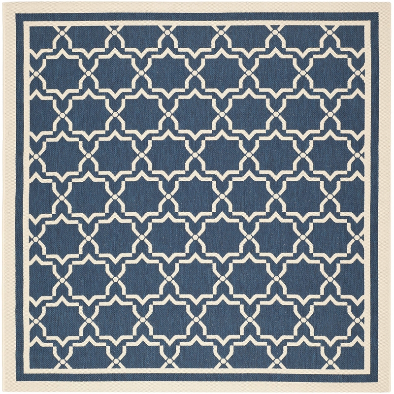 Pemberly Row Polypropylene Navy Indoor Outdoor Rug - Square 6'7