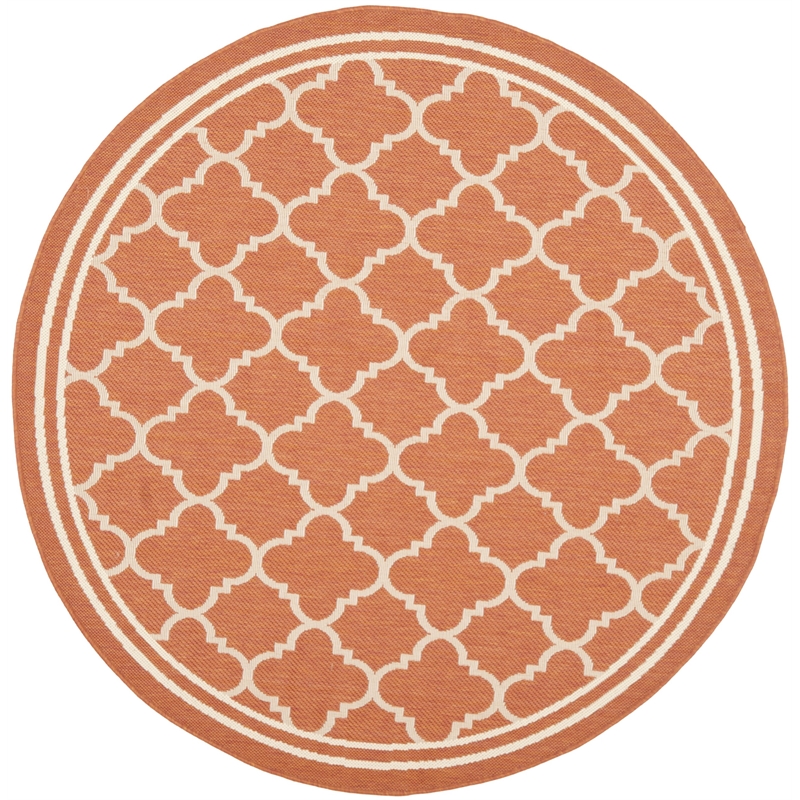 Pemberly Row Polypropylene Terracotta Indoor Outdoor Rug - Round 7'10
