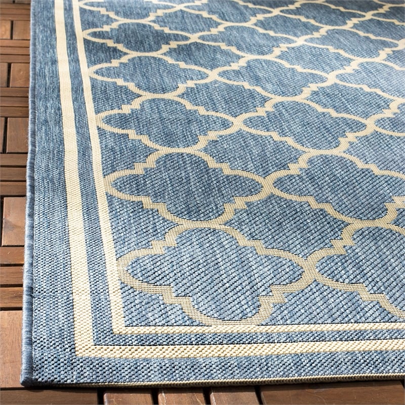 Pemberly Row Polypropylene Blue Indoor Outdoor Rug - Runner 2'3