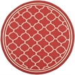 Pemberly Row Polypropylene Red Indoor Outdoor Rug - Round 4'